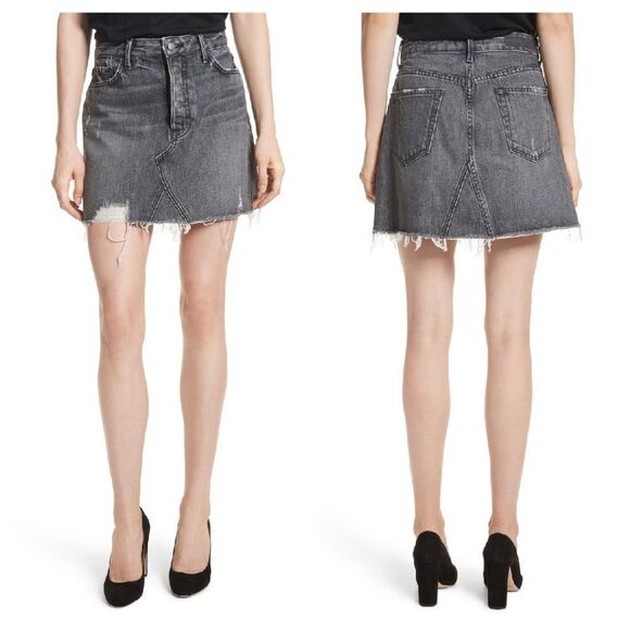 GRLFRND Eva A-Frame Gusset Denim Skirt Size 25 - Picture 1 of 14